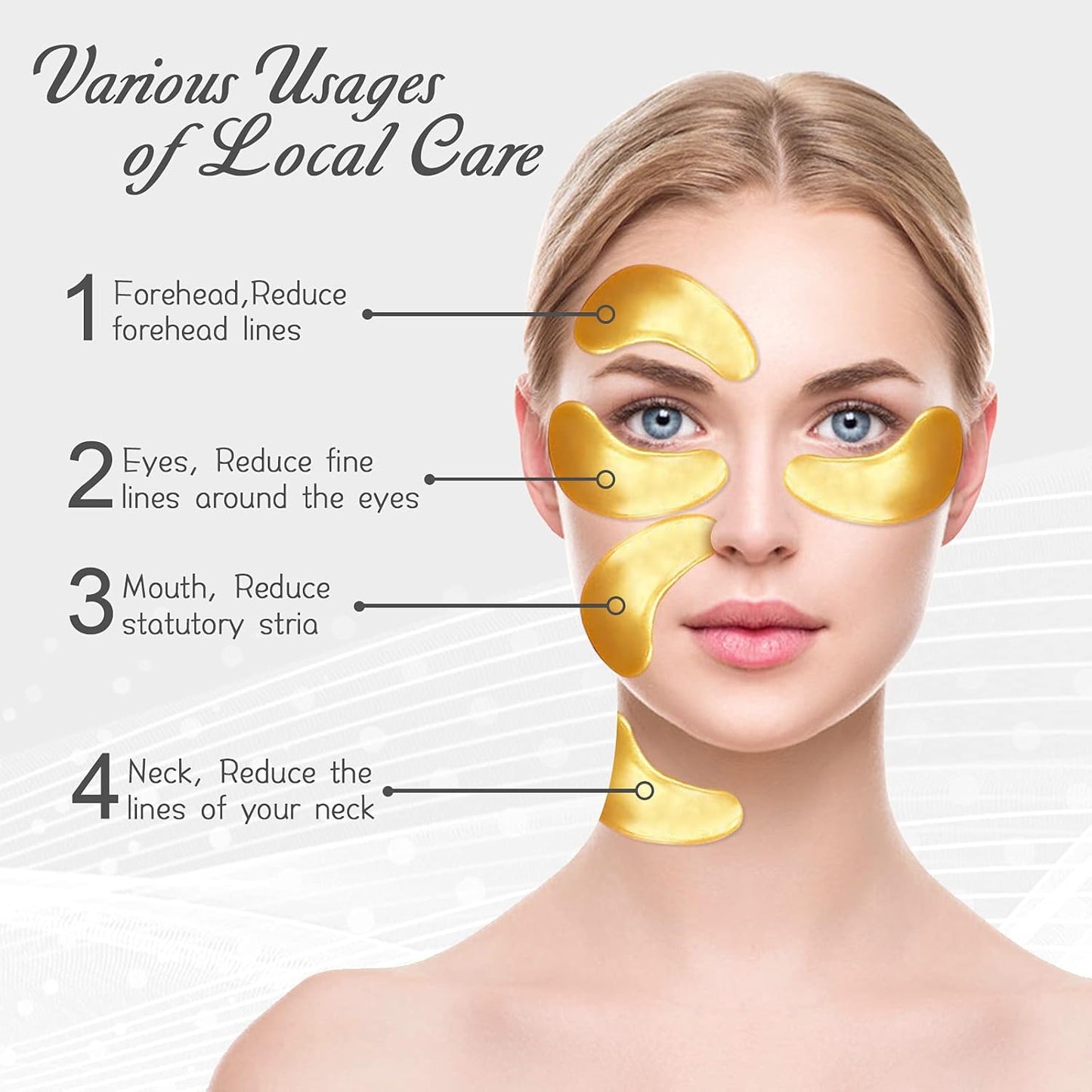 Permotary 30 Pairs Crystal Collagen Under Eye Mask, Gold Gel Collagen Eye Pad For Moisturizing, Reducing Dark Circles & Puffy Eyes