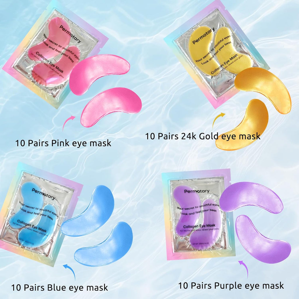 Permotary Under Eye Patches(40 Pairs), Collagen Crystal Eye Mask with Hyaluronic Acid, Under Eye Mask for Dark Circles, Puffy Eyes, Wrinkles, Treatment Skin Care