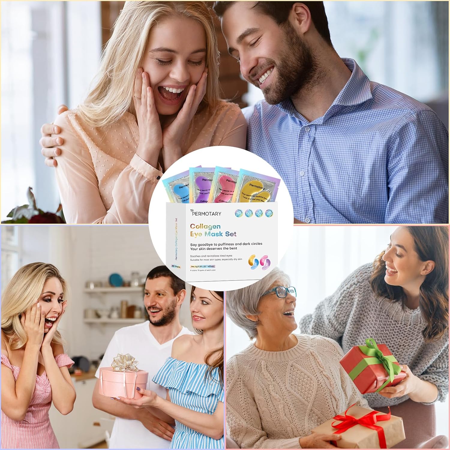 Permotary Under Eye Patches(40 Pairs), Collagen Crystal Eye Mask with Hyaluronic Acid, Under Eye Mask for Dark Circles, Puffy Eyes, Wrinkles, Treatment Skin Care