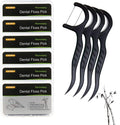 Permotary 6 Packs Bamboo Charcoal Dental Floss Picks Ultra-fine Smoother Portable Household Oral Care Floss Picks for Cleaner Healthier Mouth with Travel Handy Cases 300 Count Flossers