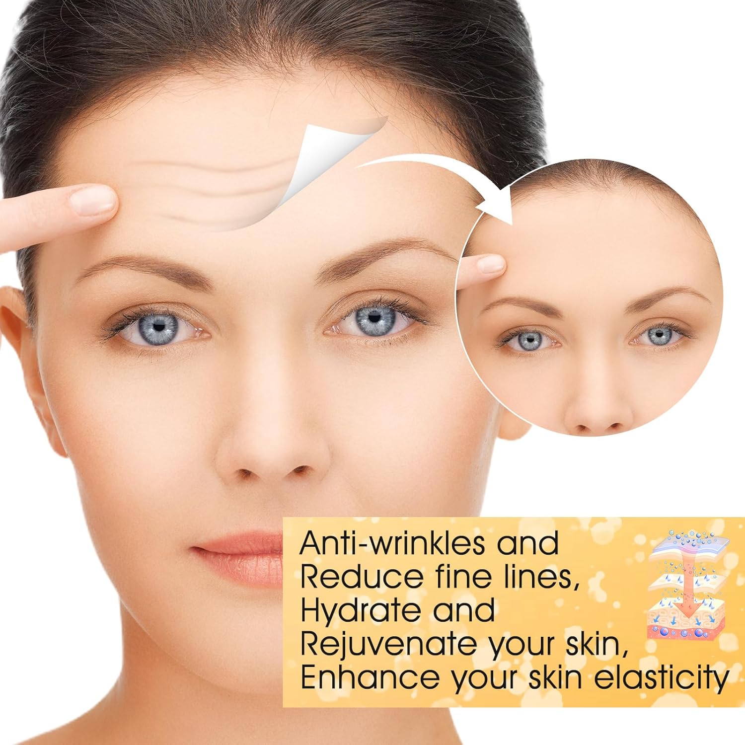 Permotary 20 Pcs Gold Forehead Wrinkle Patches Collagen Forehead Lines Mask Frown Wrinkles Pads with Collagen Boosting Elasticity for Women