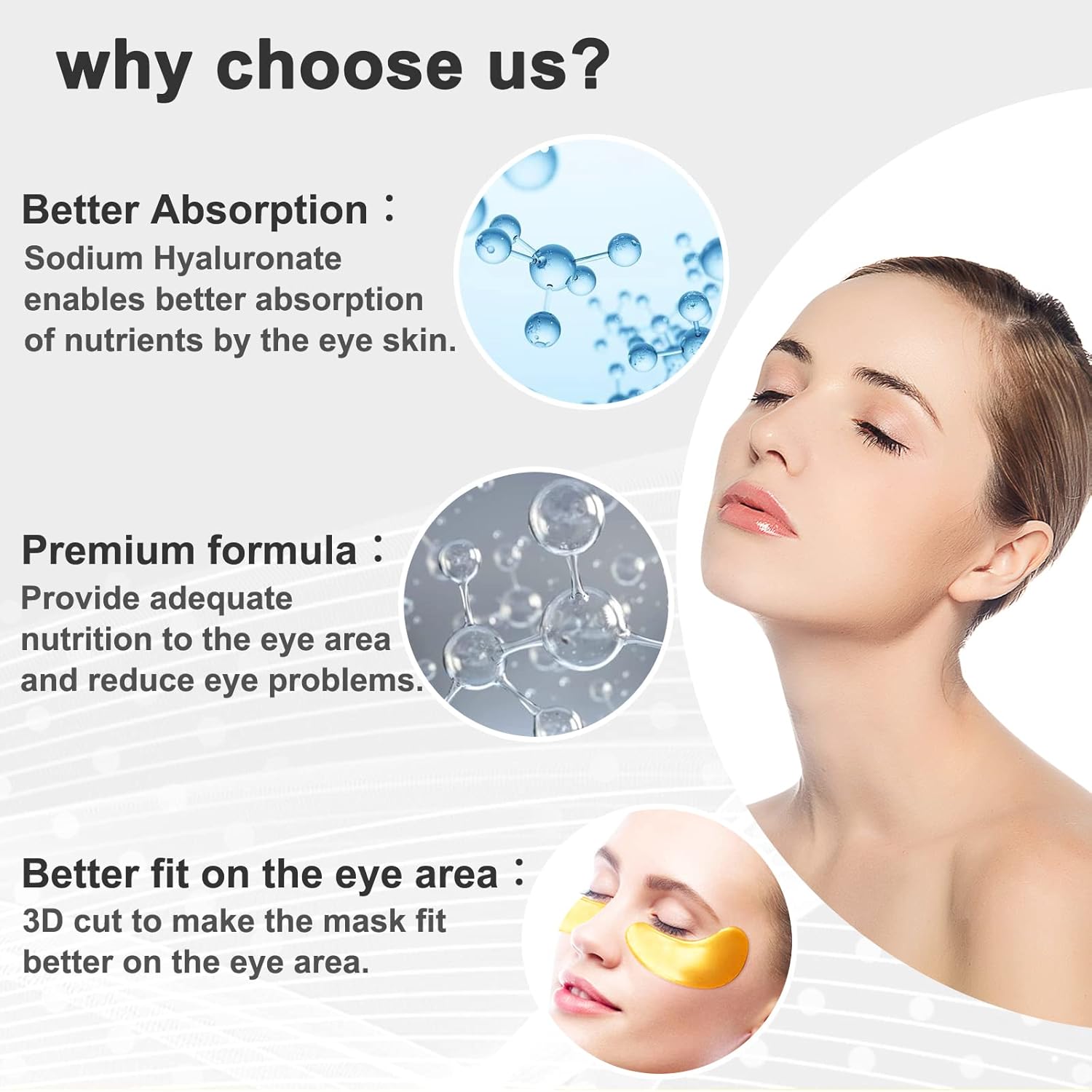 Permotary 30 Pairs Crystal Collagen Under Eye Mask, Gold Gel Collagen Eye Pad For Moisturizing, Reducing Dark Circles & Puffy Eyes